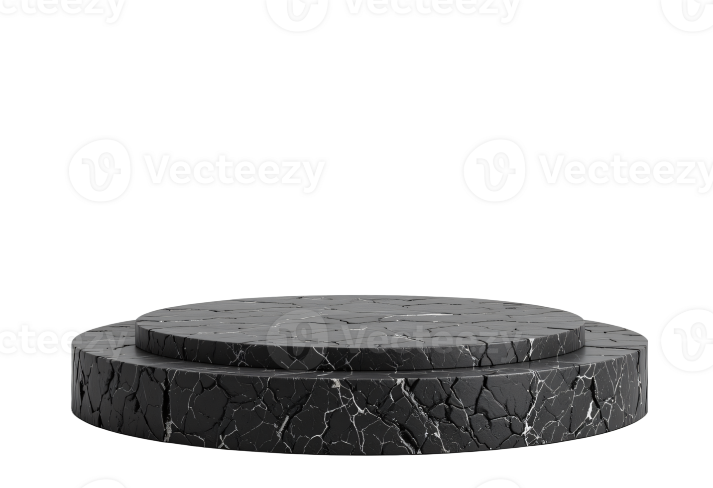Round black flat stone or rock podium for product display presentation, isolated on transparent background png
