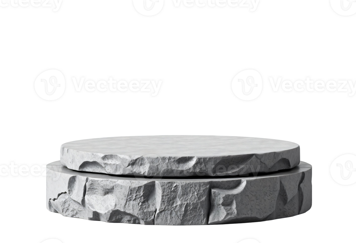 Natural gray stone or rock podium for product display presentation, cut out, , isolated on transparent background png