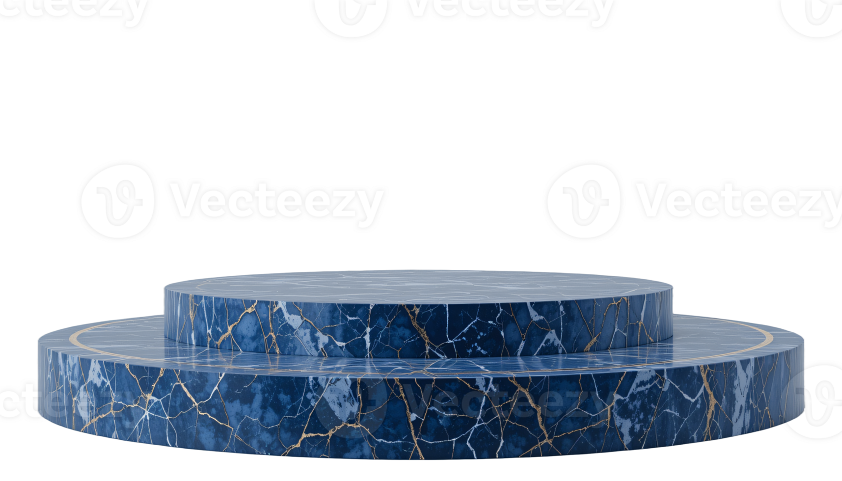 Round blue and gold marble podium, Premium product presentation, cut out, , isolated on transparent background png