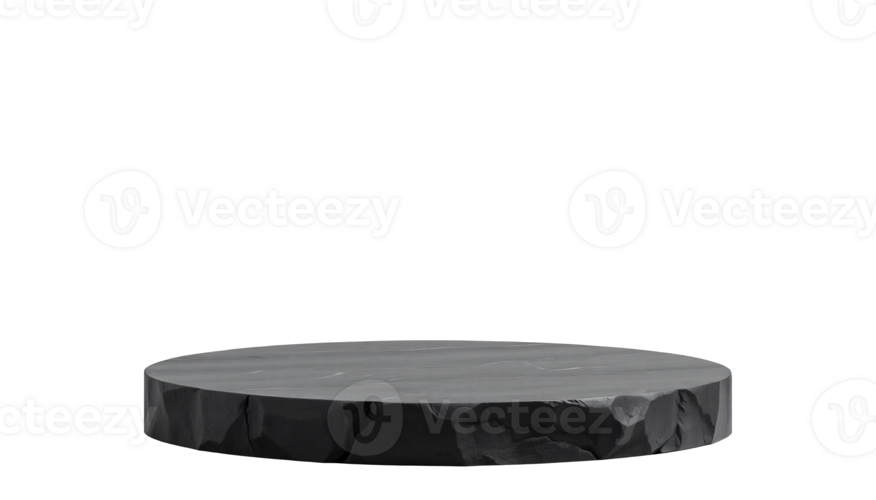 Round black stone podium for product display presentation, isolated on transparent background png