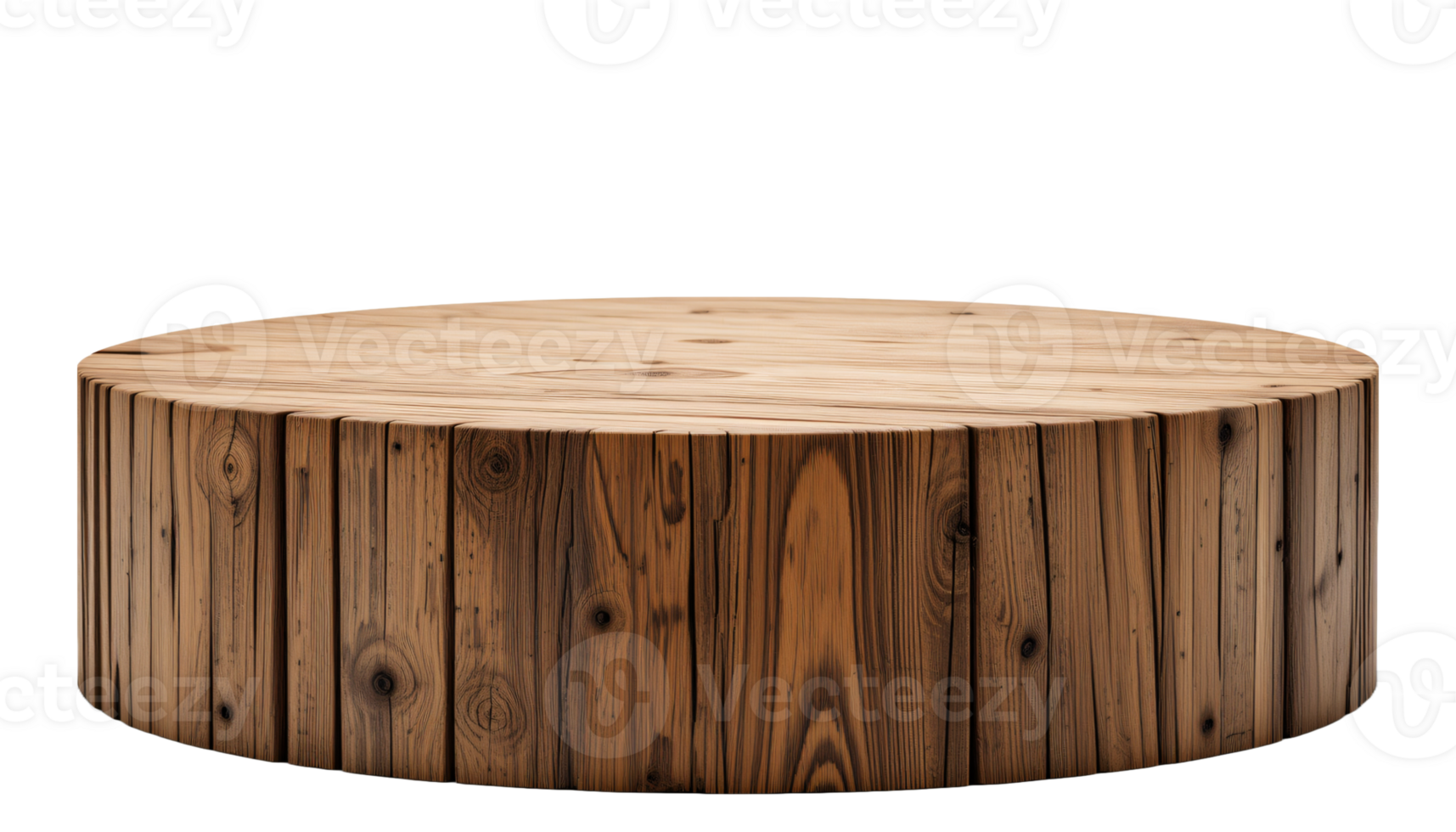 Round wooden podium for product display presentation, isolated on transparent background png