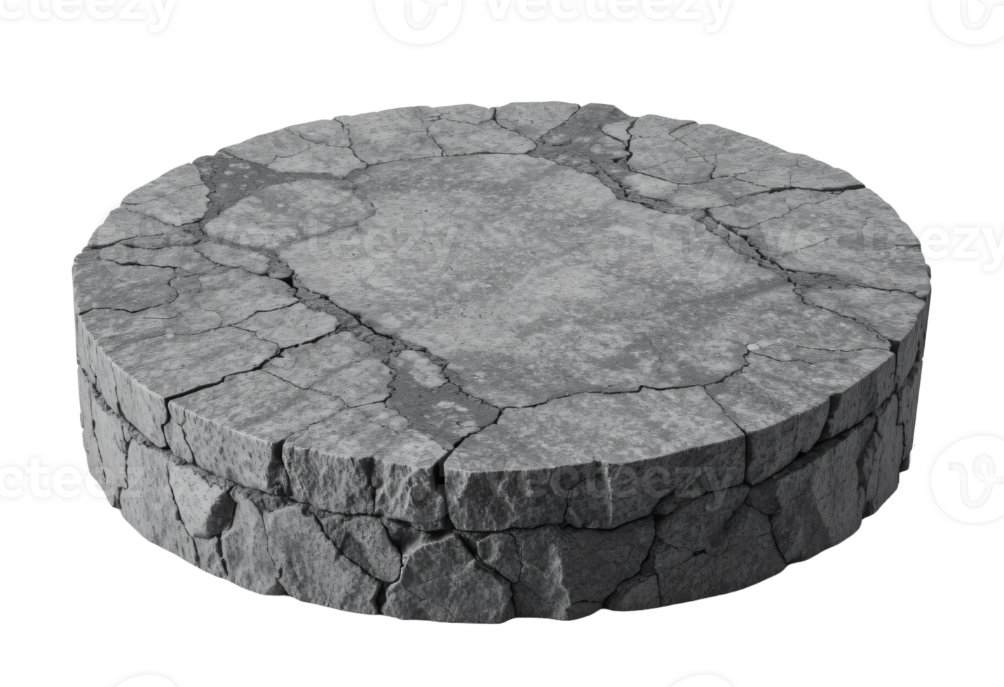 Natural gray stone or rock podium for product display presentation, isolated on transparent background png
