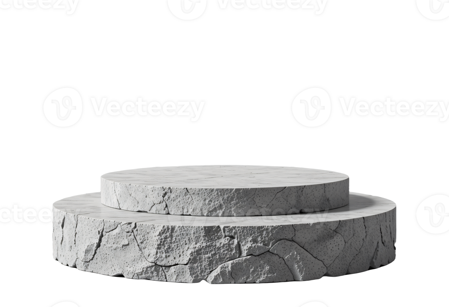 Natural gray stone or rock podium for product display presentation, cut out, isolated on transparent background png