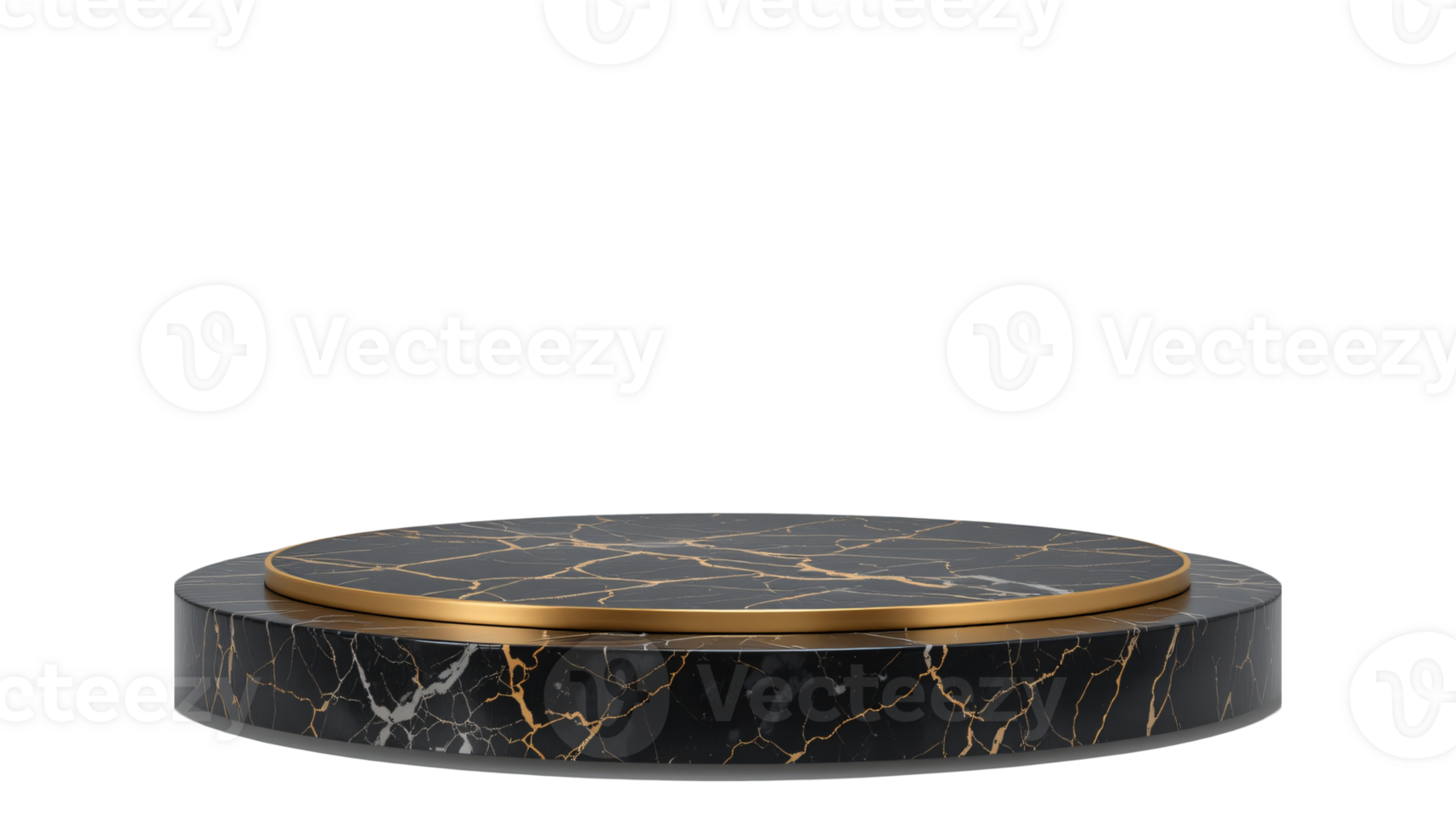 Round black and gold marble podium, Premium product presentation, cut out, isolated on transparent background png