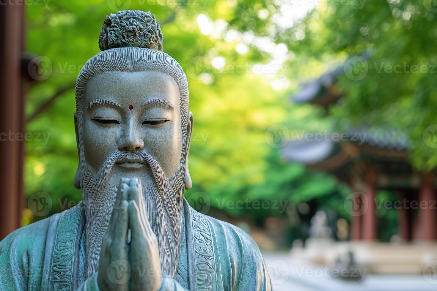 traditional statue in oriental temple, portrait photo