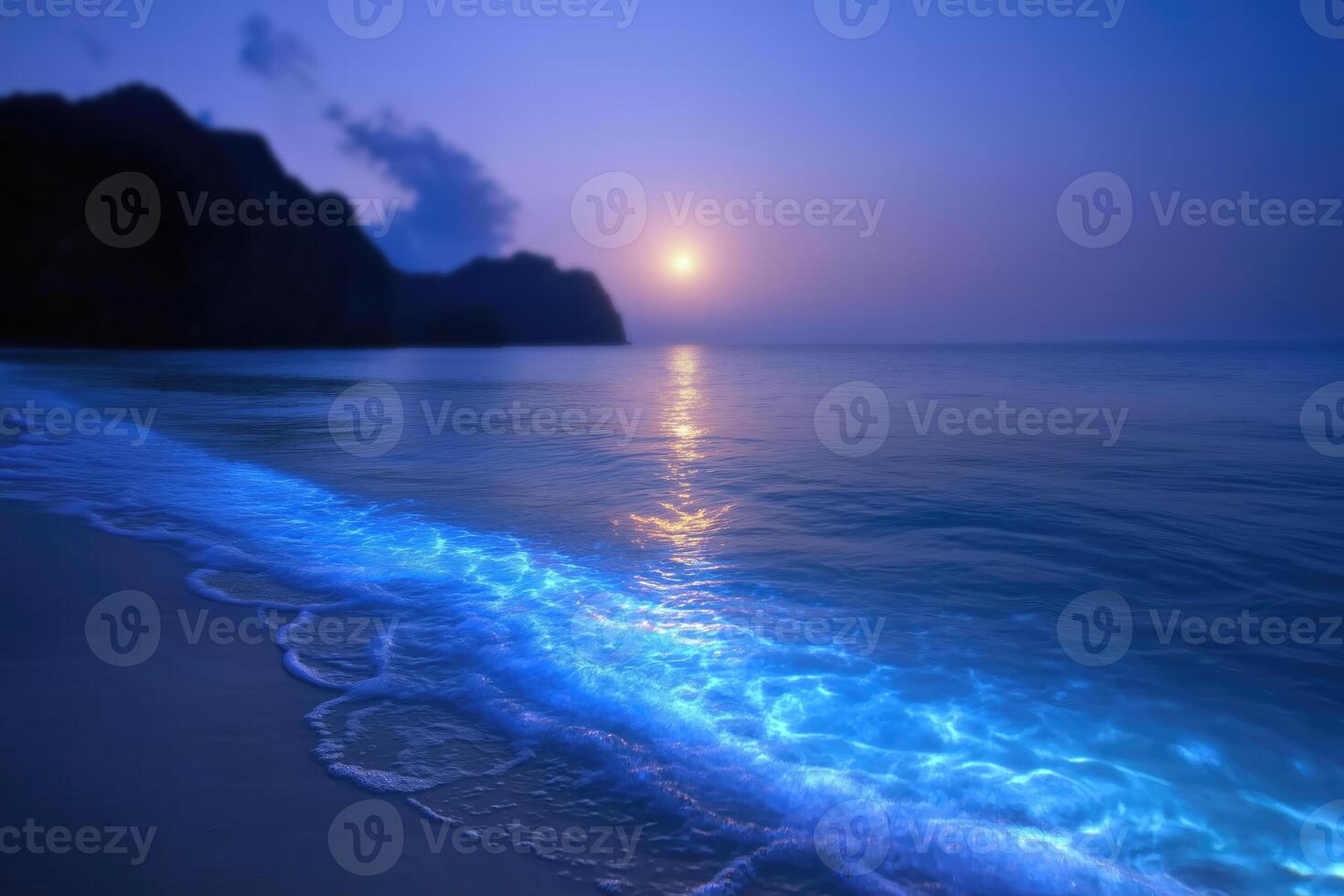 mareel is a natural phenomenon that occurs when the surface layers of the sea or ocean are filled with microorganisms capable of bioluminescence. photo