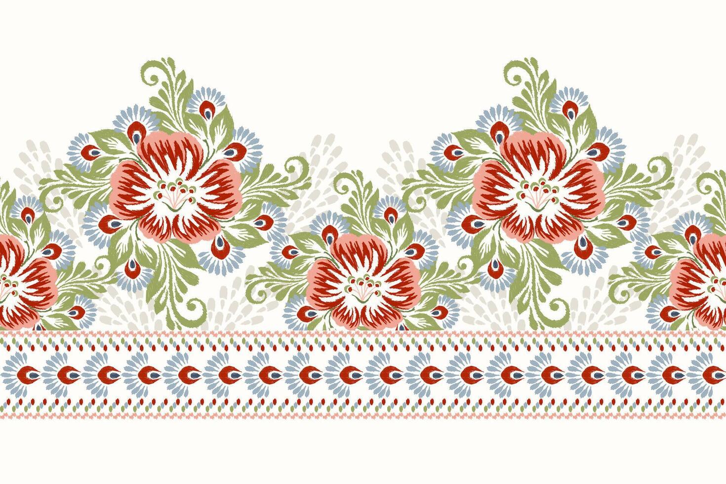 Ikat floral design,Ikat flowers pattern.hand drawn pattern,Aztec style,abstract.design for texture,fabric,clothing,decoration,fashion women wearing,print. vector
