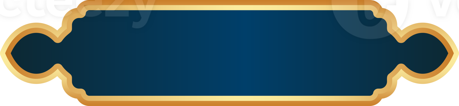 Islamic Ramadan golden frame. Arabesque ribbon sticker for tag banner and sale flyer. Arabic design with Turkish ornament and blue background. png