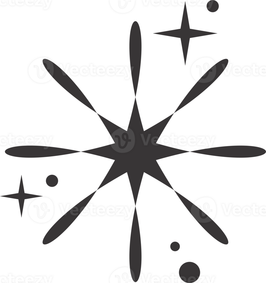 Star icon. Bling and sparkle shapes. Retro Y2K graphic design elements. Abstract simple 70s black Christmas symbol. Vintage twinkle starburst. png