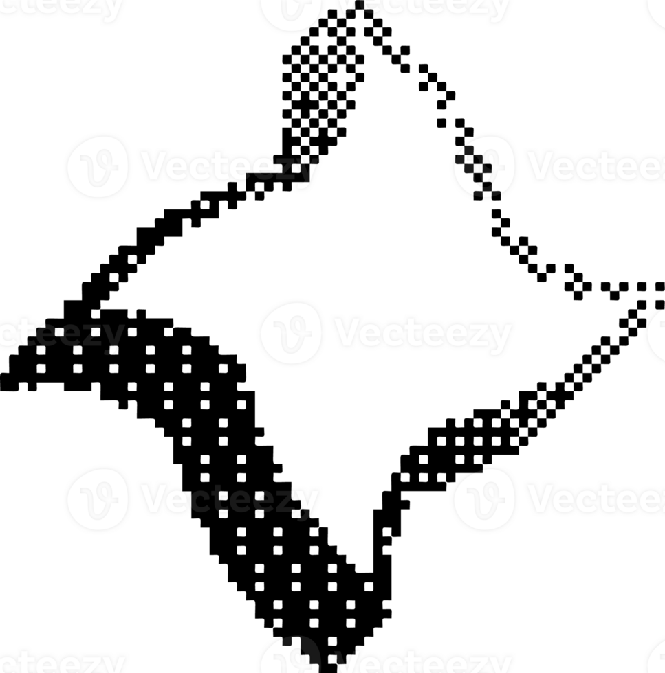 Bitmap pattern star shape. halftone gradient element. Dither noisy grunge texture. Y2k graphic abstract icon. png