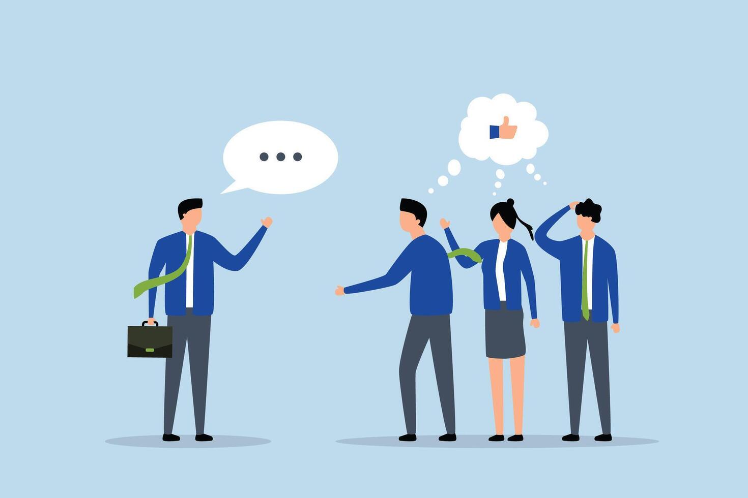 entrepreneur persuading peers to trust in his vision. vector