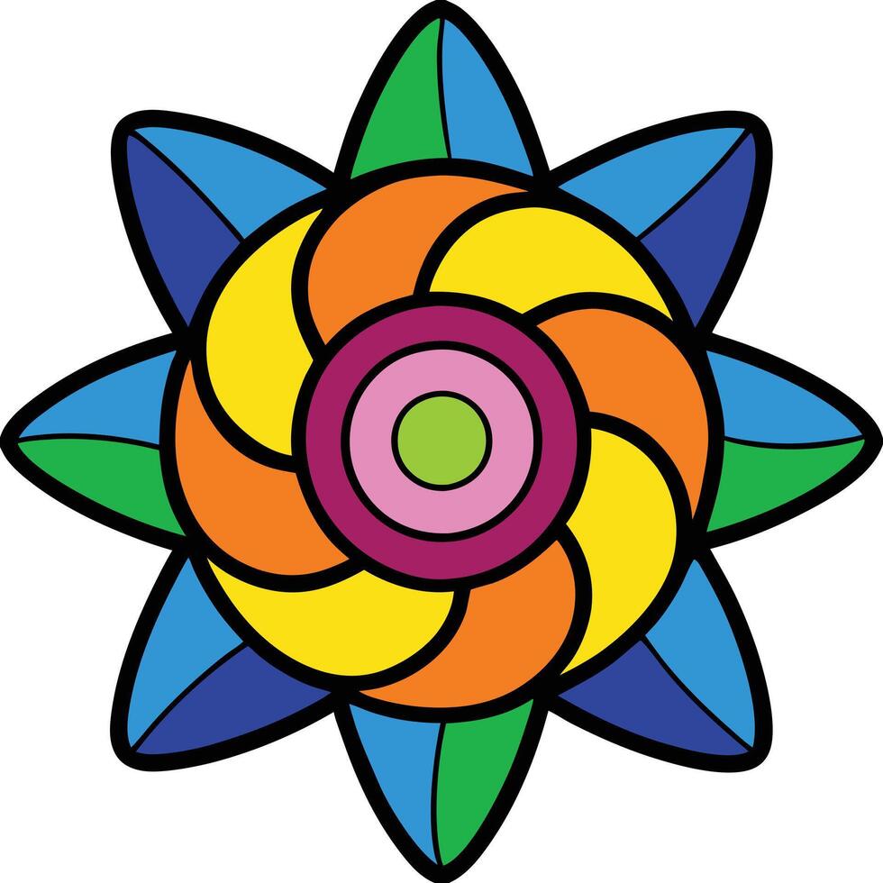 a colorful flower with a central center vector