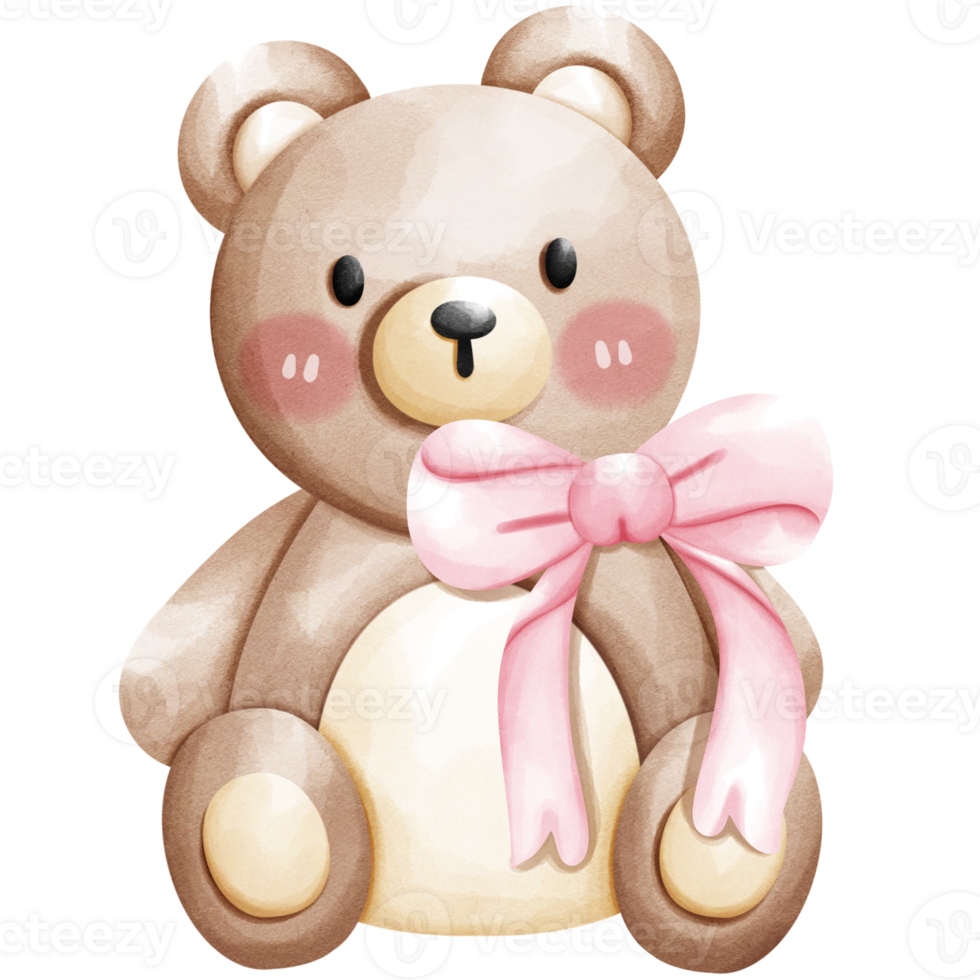 teddy bear with a pink bow. Isolated on a transparent background. png