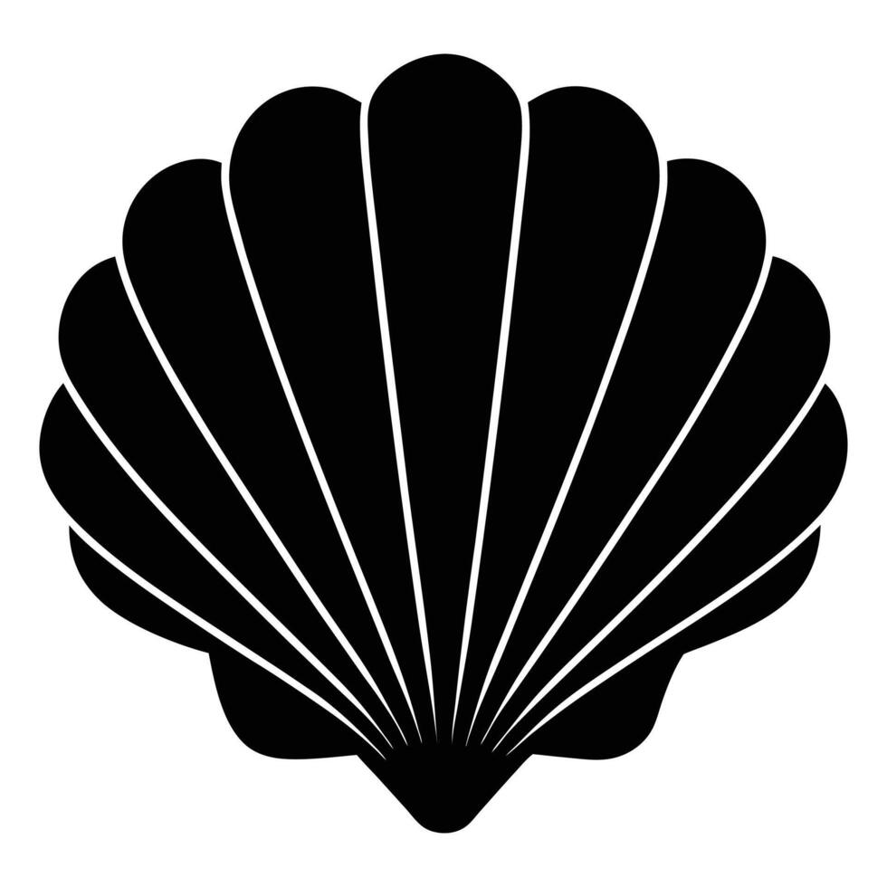 a black and white shell icon on a white background vector