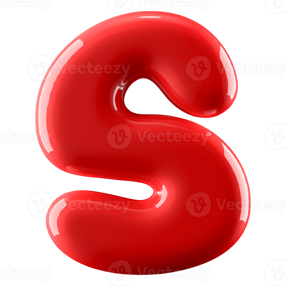 Alphabet Letter S Red 3D illustration png