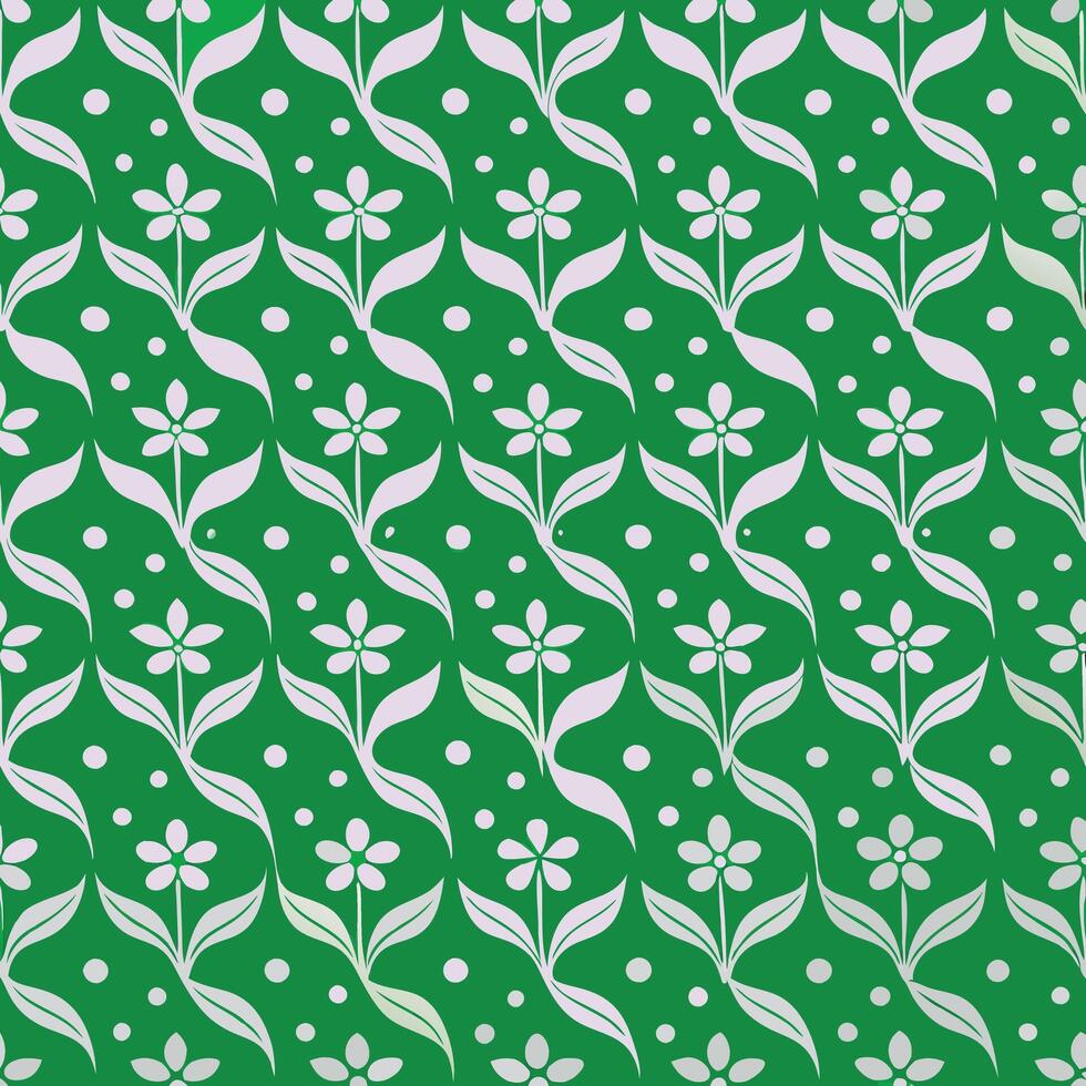 a green and white floral pattern vector