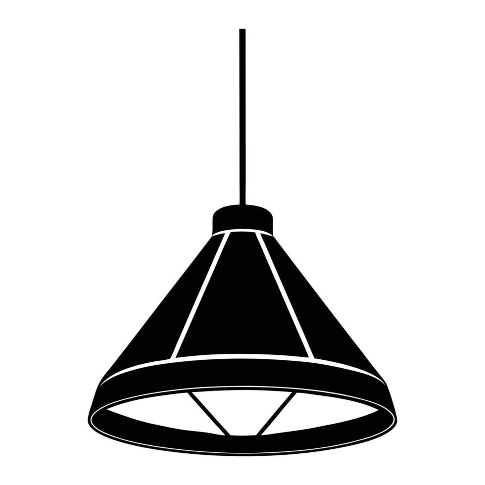 a black and white illustration of a lamp hanging from a ceiling vector