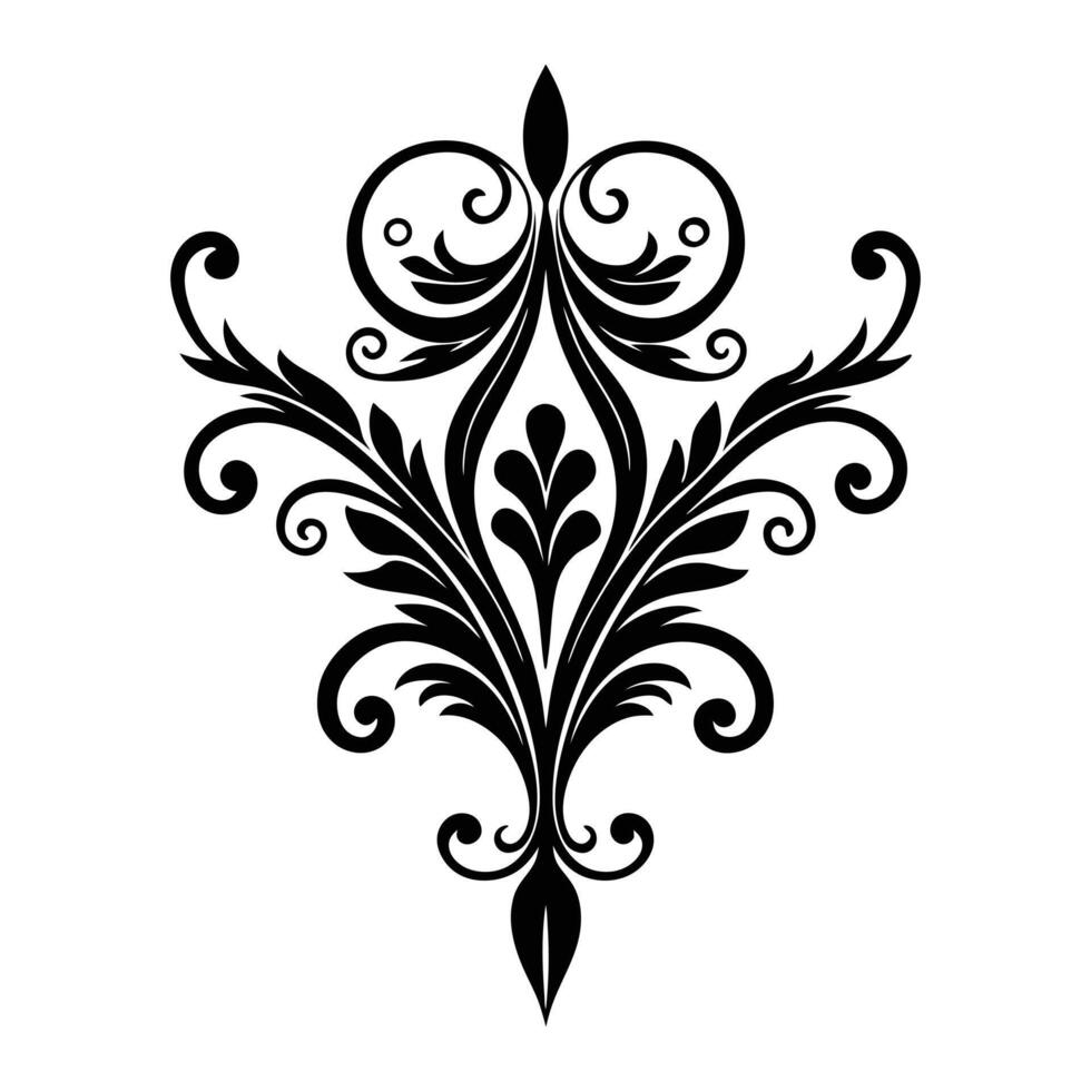 design intricate engraved scroll work in black silhouette. vector