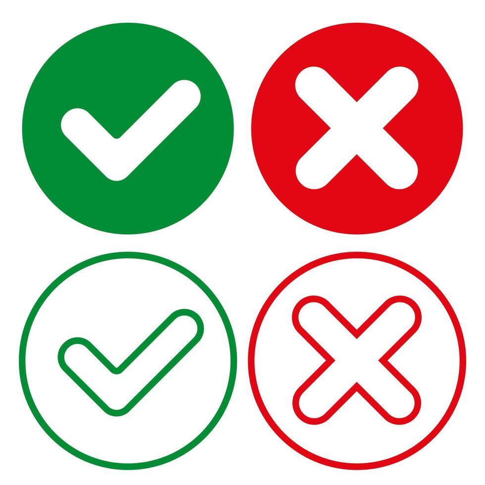 Set of checkmarks in round shapes. vector