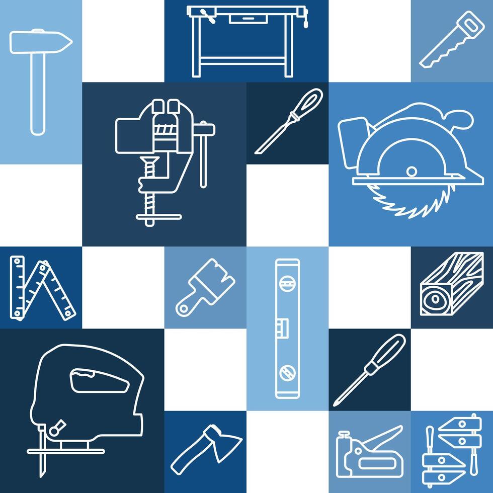 Collection of carpentry tools icons. Illustration for banners and advertising of the tool. Carpenter's tool thin line. vector