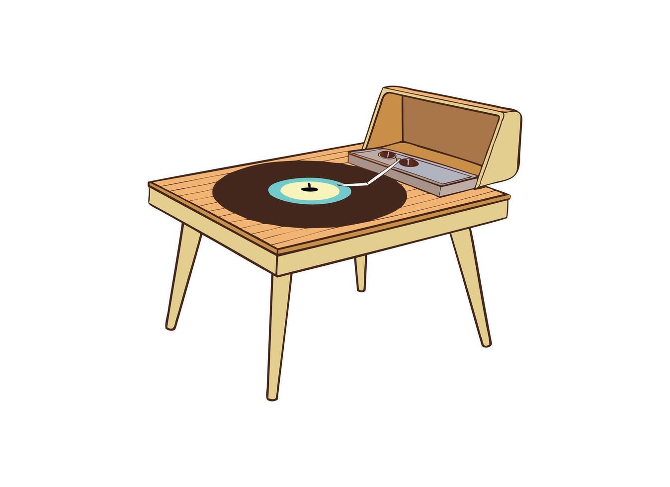Vintage Retro Record Player Illustration - Classic Turntable Art vector