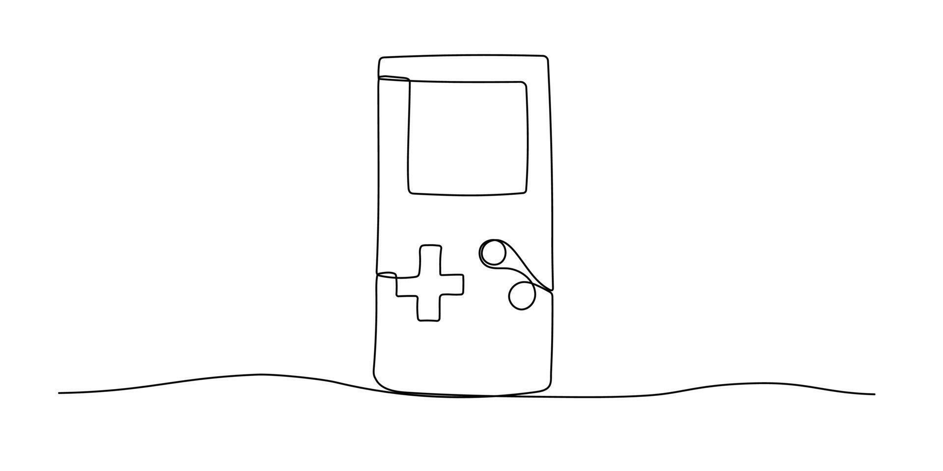 Game console one line continuous sketch. Hand drawn doodle illustration isolated on white vector