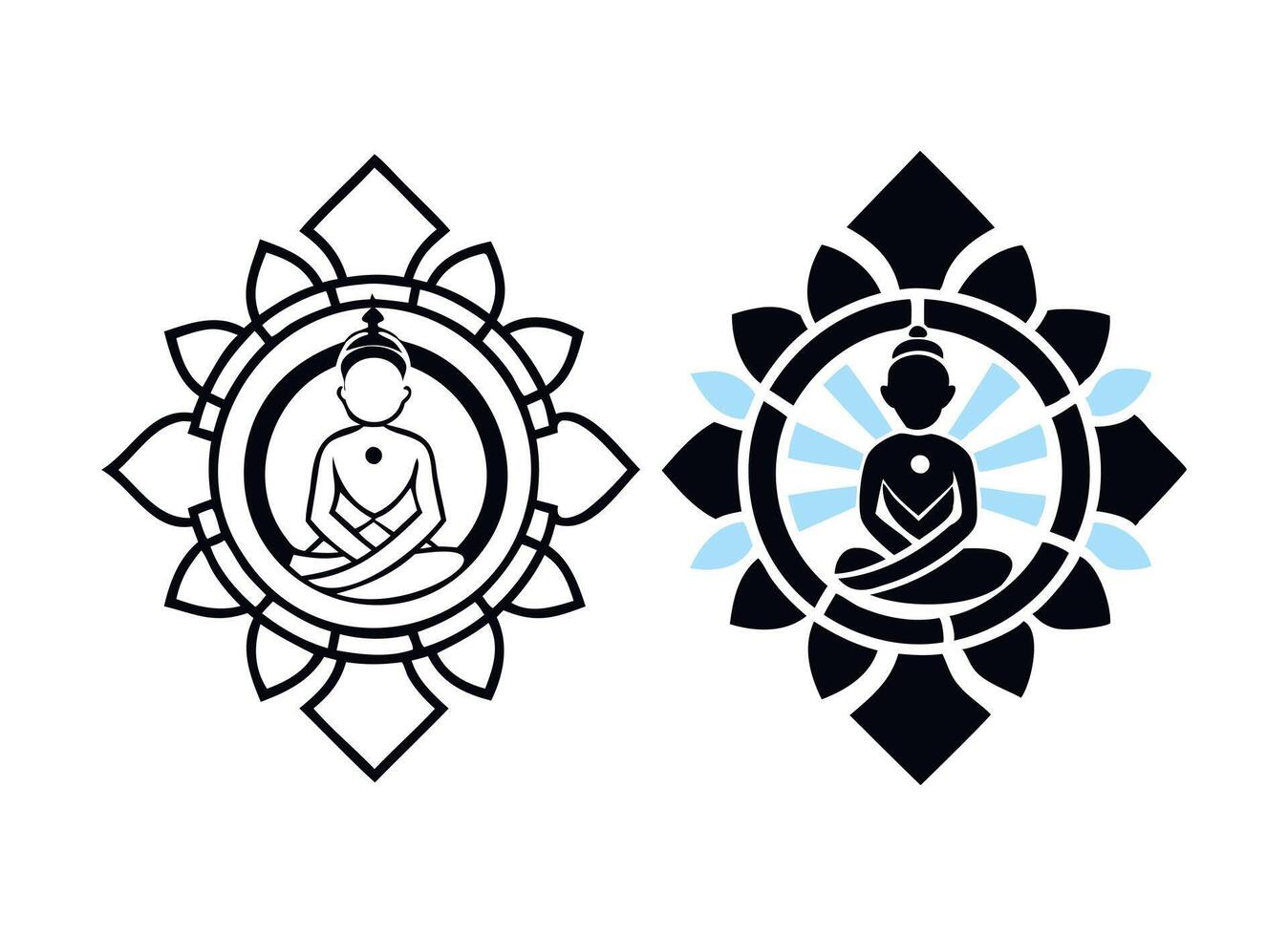 Minimalist Buddha and Lotus Mandala Symbol Spiritual Illustration vector