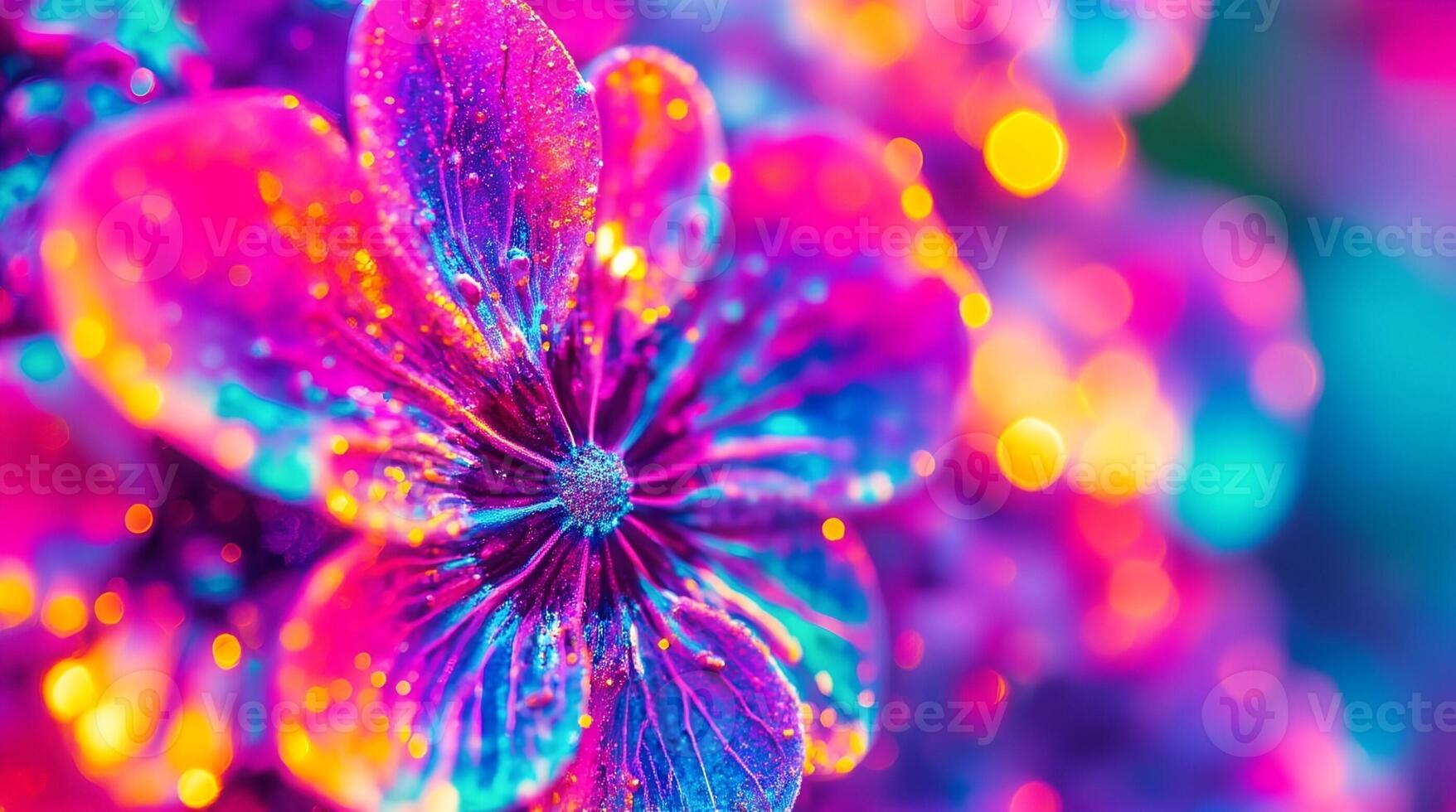 Vibrant close-up of a flower with brilliant colors reflecting light in a natural setting during daytime photo