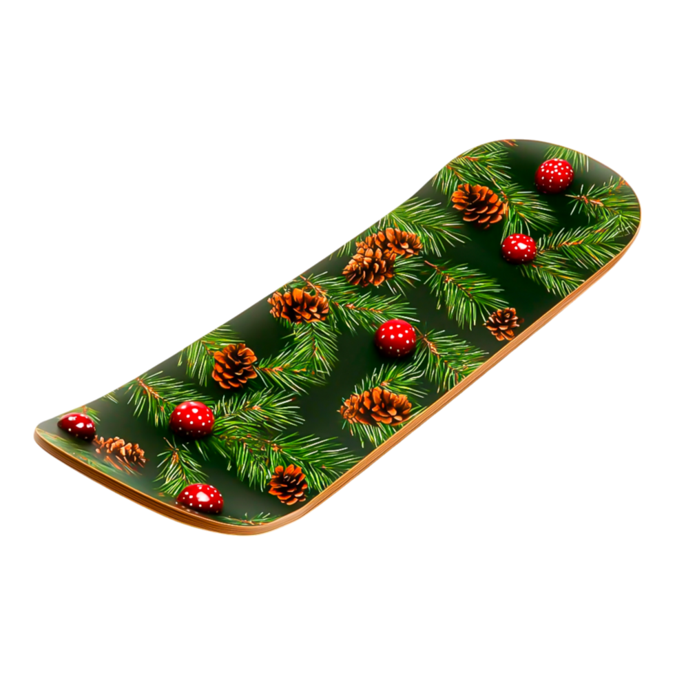 Festive Christmas Plate with Pine Branches, Berries and Pinecones png
