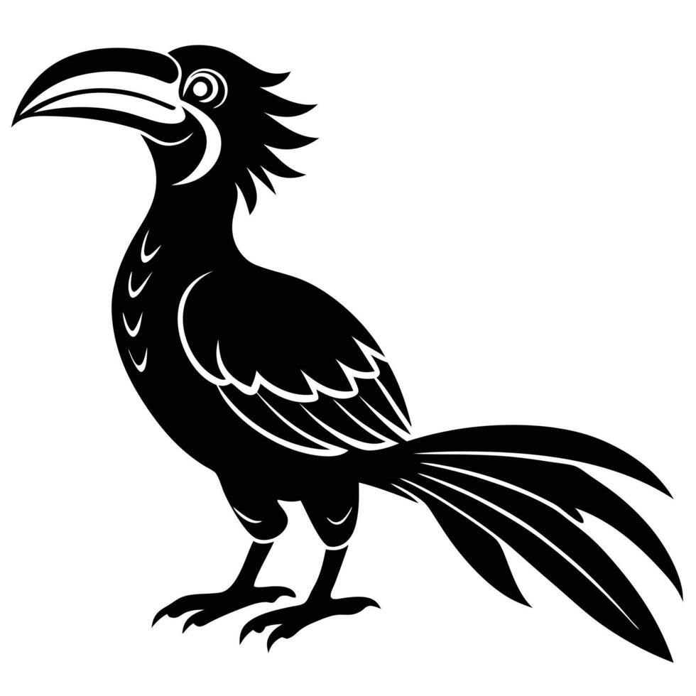 Bold Hornbill Silhouette vector