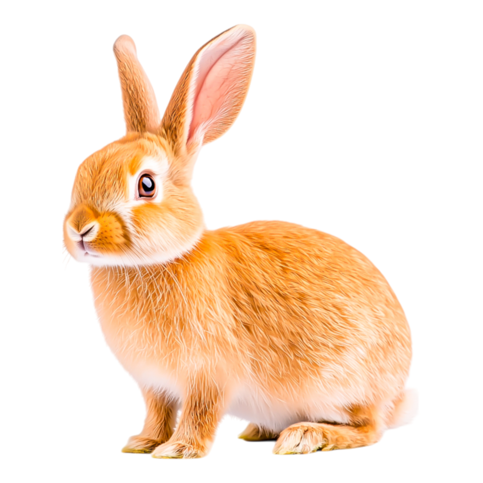 Cute fluffy rabbit sitting with soft fur png