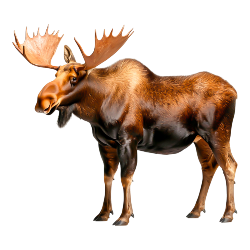 Majestic Moose Standing Gracefully in Nature with Antlers Displayed png