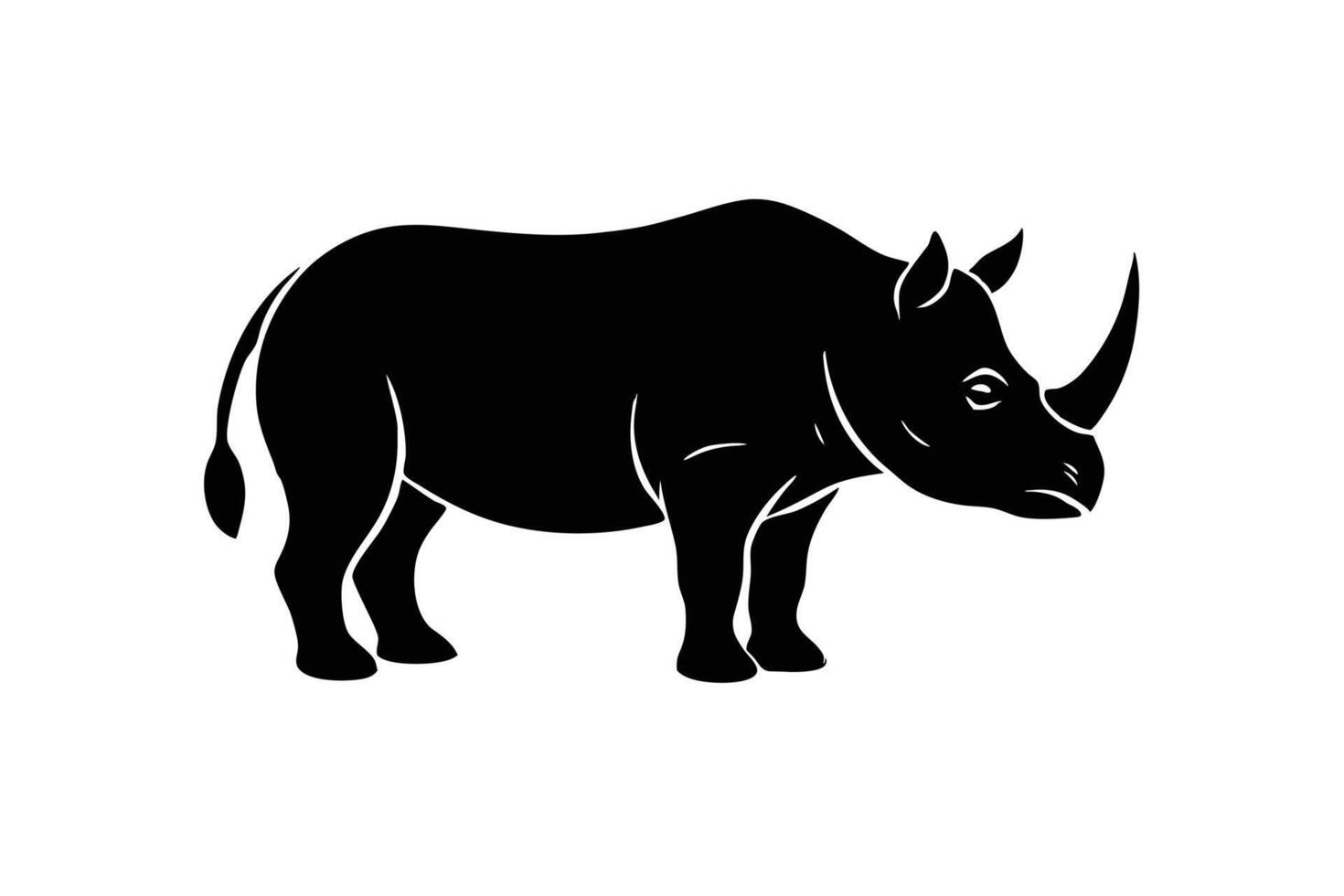 Wildlife Rhino Shadow Shapes vector