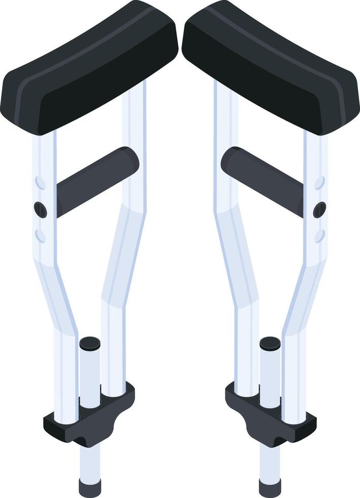 Crutches Isometric 3D Illustration vector