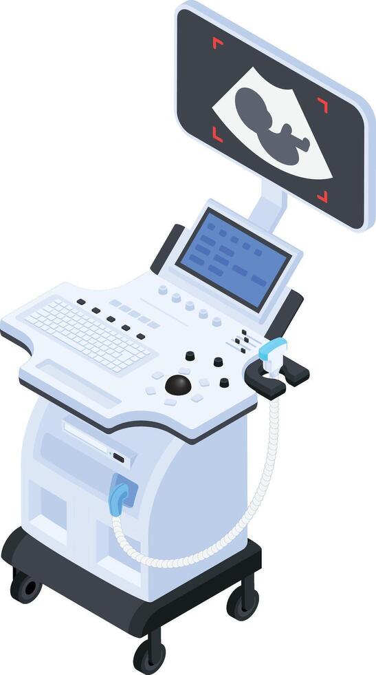 Ultrasound Machine Isometric 3D Illustration vector