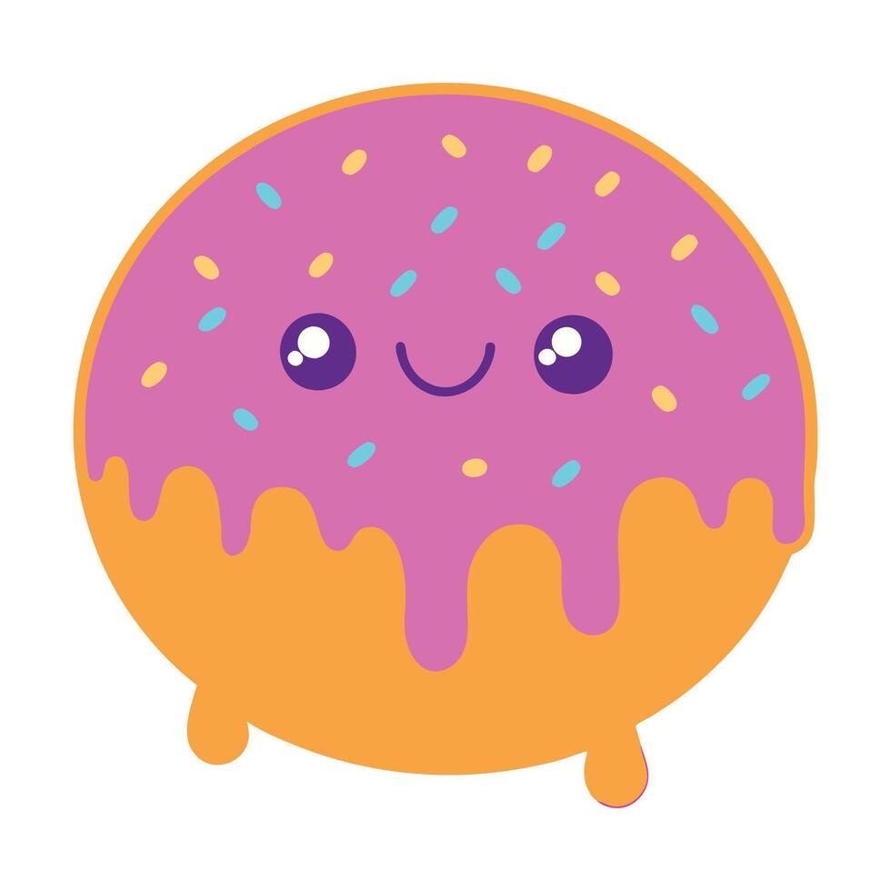 Adorable Doughnut with Sprinkles Cartoon Design vector