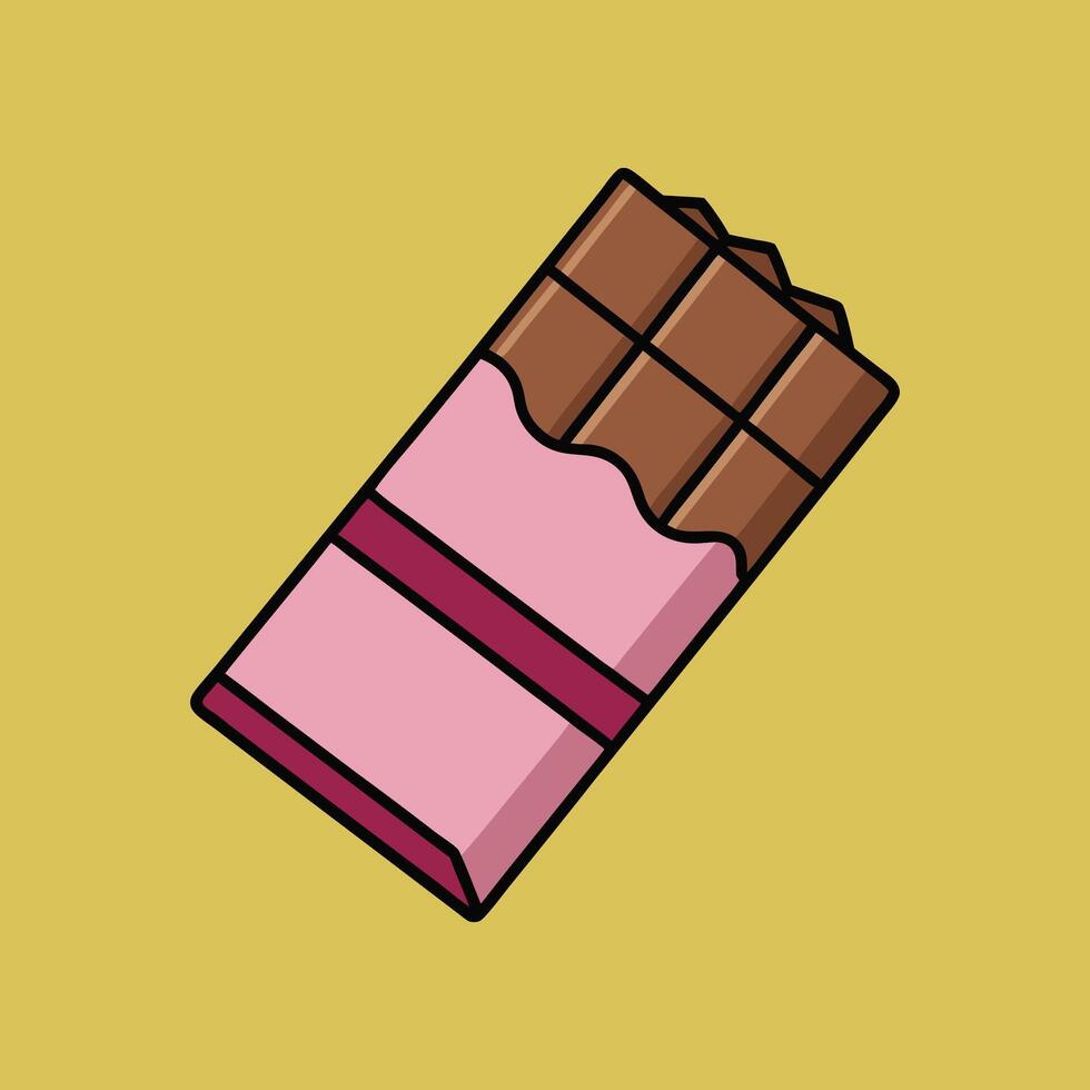 Kawaii Chocolate Bar Cartoon Illustration Design vector
