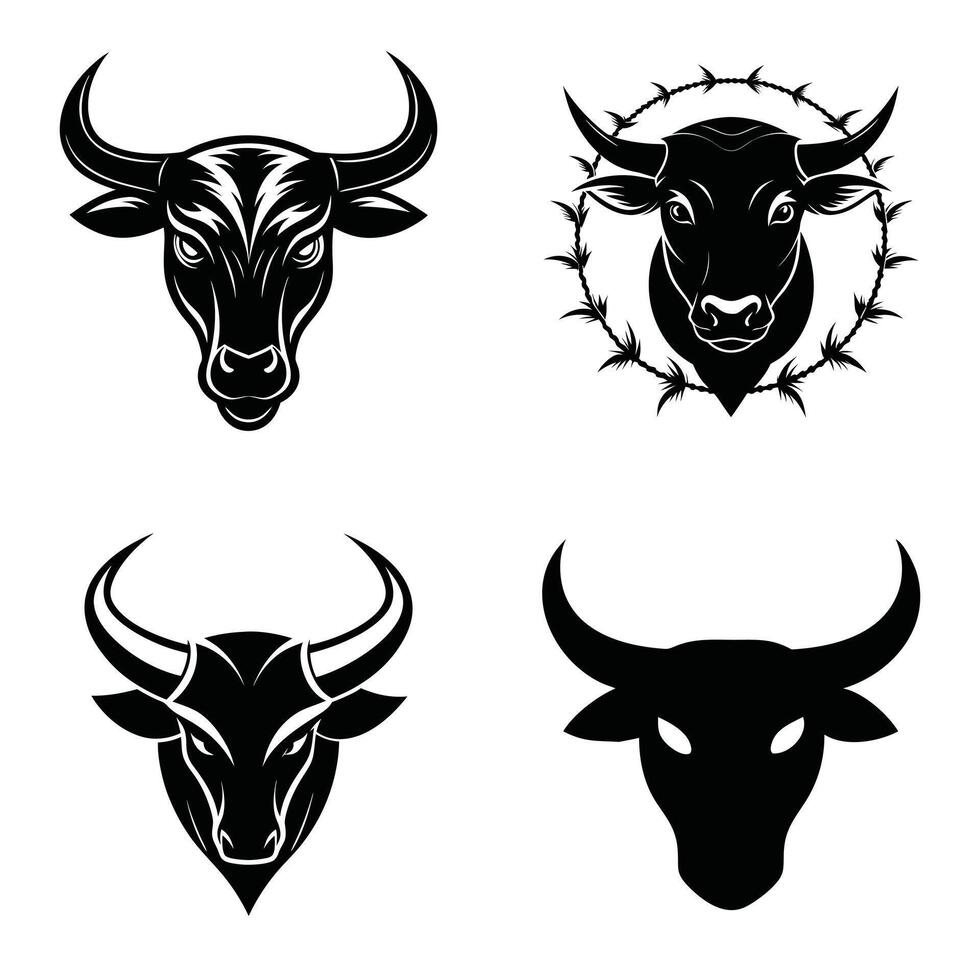 Striking Bull Head Graphic Bundle for Custom Designs vector