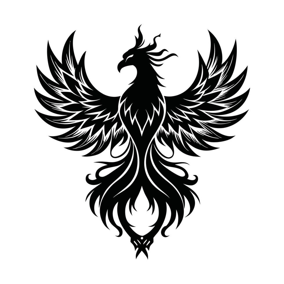 Celestial Phoenix Bird Art Inspired by Mythology vector