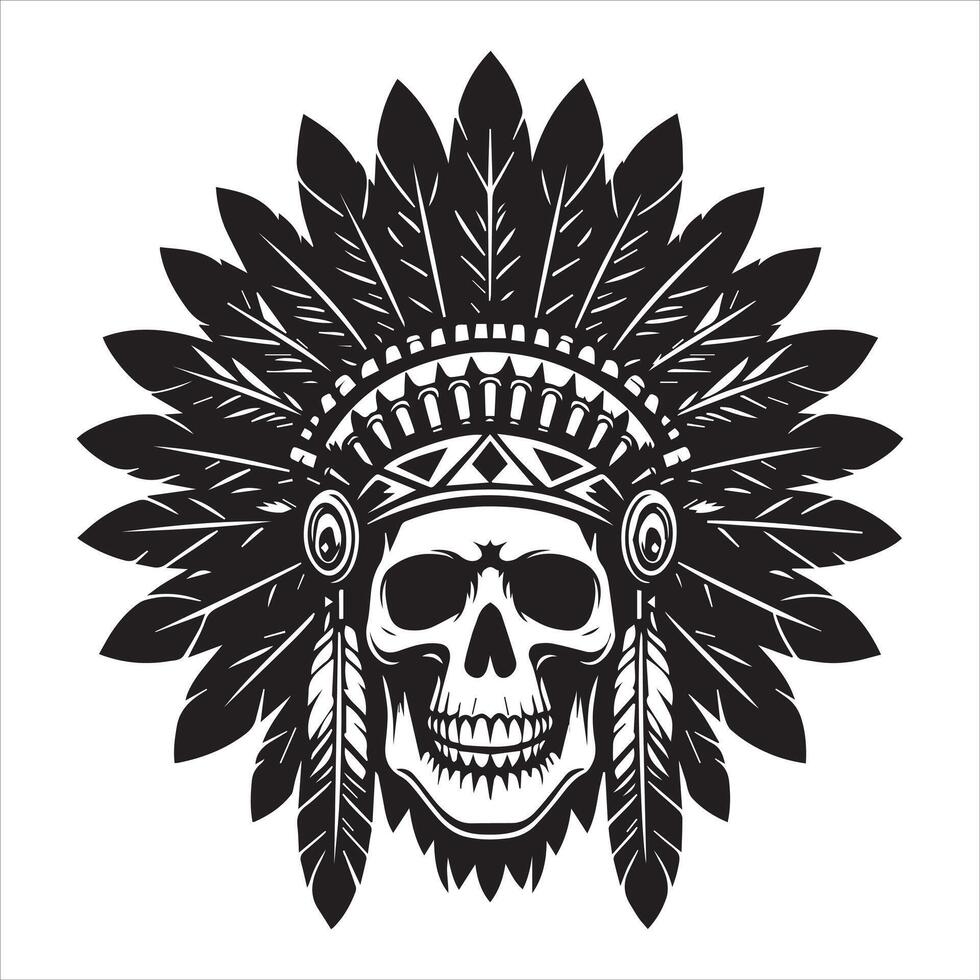 Artistic Skull Design Highlighting Native American Culture vector