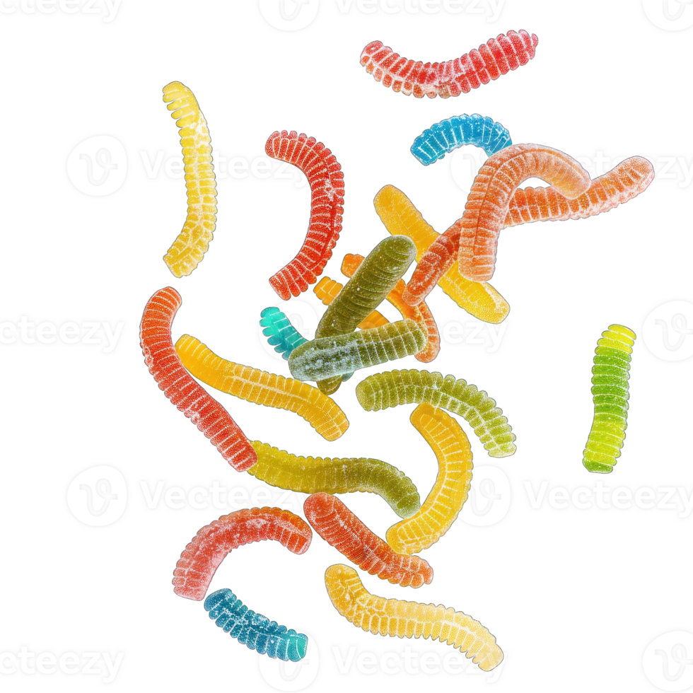 sour gummy Falling worms png