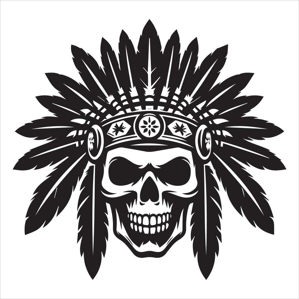 Traditional Headdress Skull Art with Tribal Vibes vector