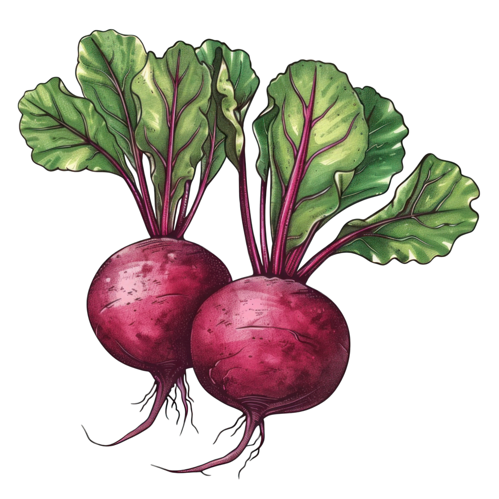 two Beetroot fresh vegetable with leaf png