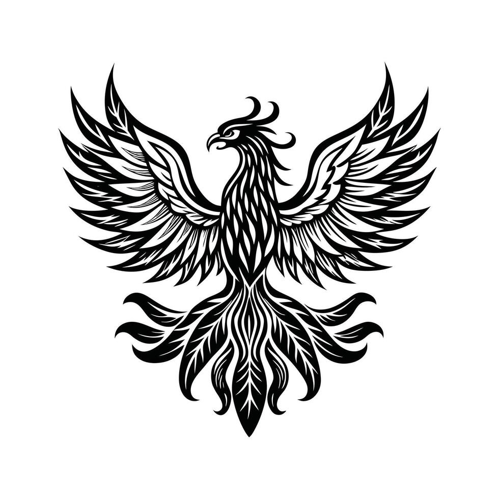 Echoes of Myth Phoenix Bird Illustration Design vector