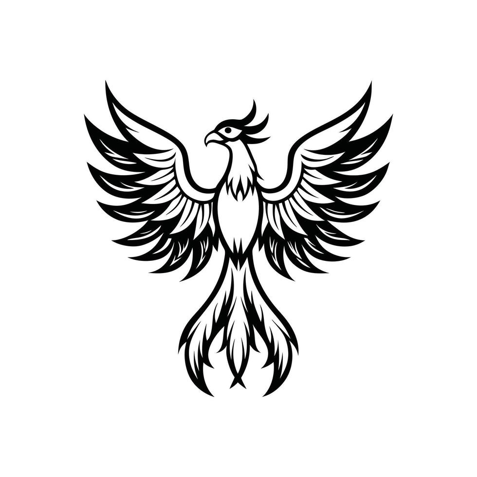 Fiery Phoenix Mythology Bird Graphic Design vector