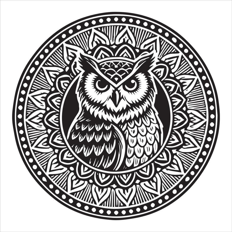 Magical Owl Mandala Art Creation vector