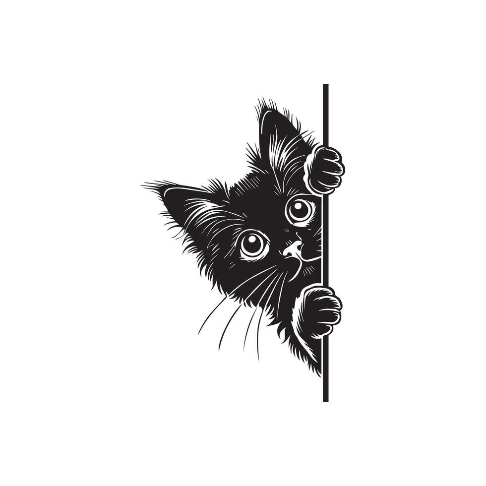 Curious Kitty Peeping Clipart Design vector