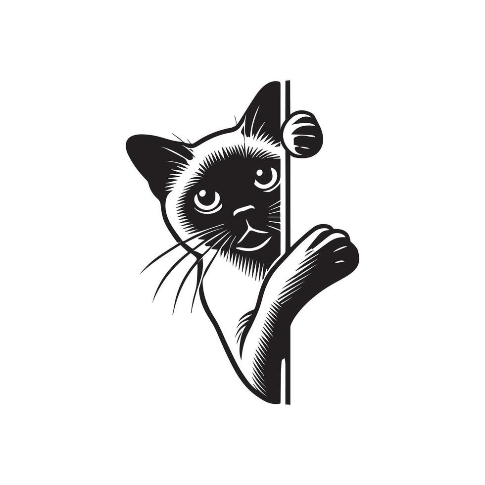 Fun Kitty Peeking Design Concept vector