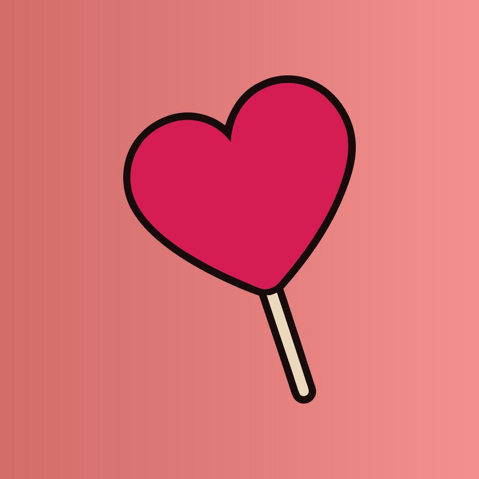Sweet Heart Lollipop Kawaii Cartoon Design vector