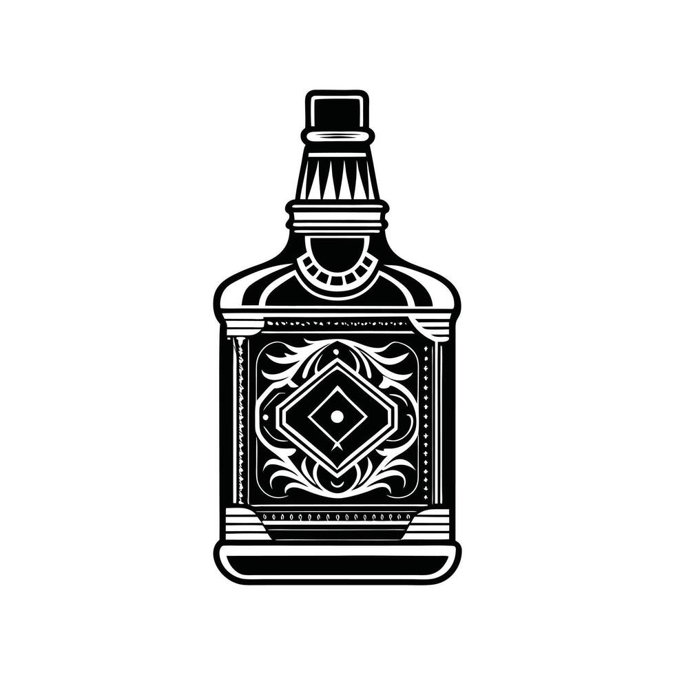 Whiskey Bottle with an Intricate Whisky Artwork Design vector